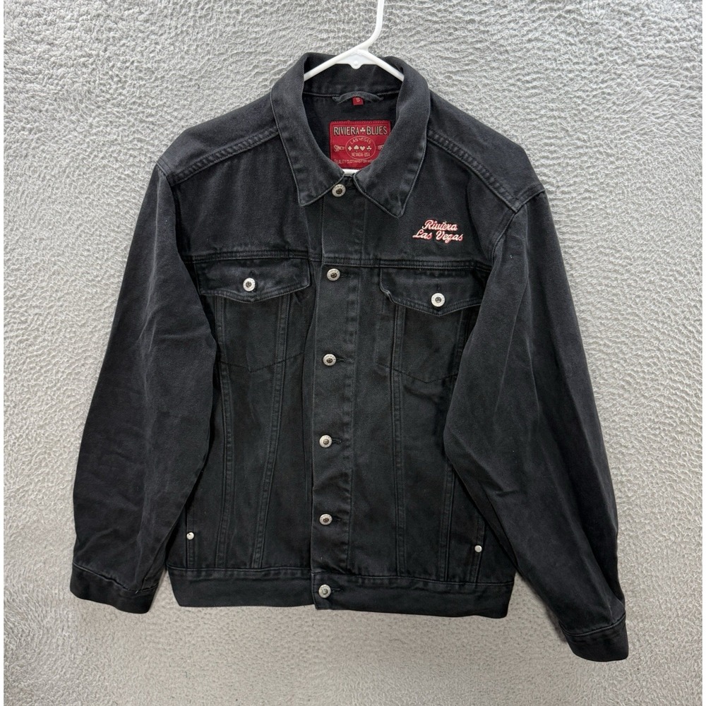 Vintage Riviera Blues Jacket Adult Small Black Denim Rivera Las Vegas 90s Y2K